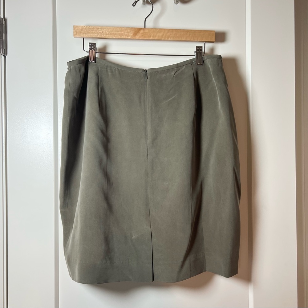 NWT Evan-Picone 1980-90s Pure 100% Silk Pencil Midi Skirt – Greenish Taupe 👡 - Picture 10 of 10